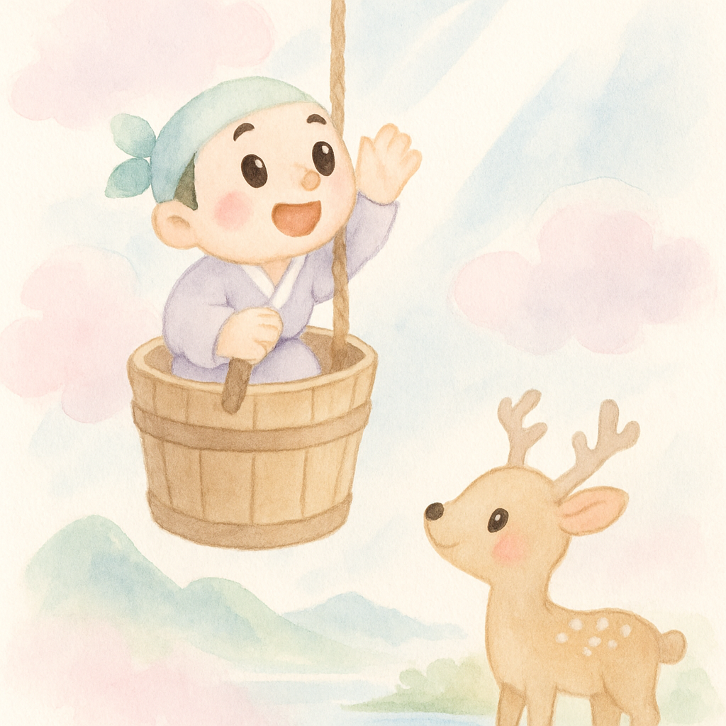 두레박을 타고 하늘나라로 올라가는 나무꾼